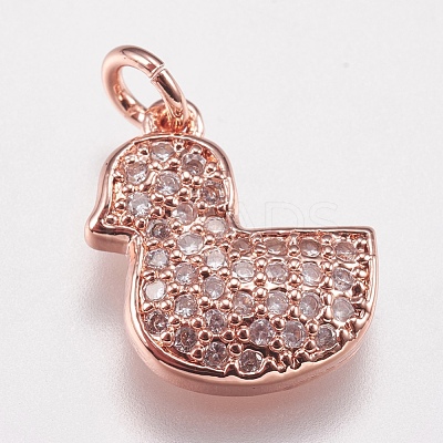 Brass Micro Pave Cubic Zirconia Charms ZIRC-E147-40RG-1