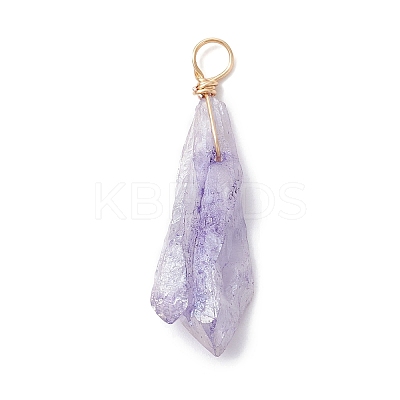 Electroplated Natural Quartz Crystal Dyed Pendants PALLOY-JF02325-02-1