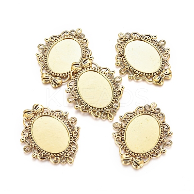 Tibetan Style Alloy Pendant Cabochon Settings LS-PALLOY-EA3316Y-AG-1