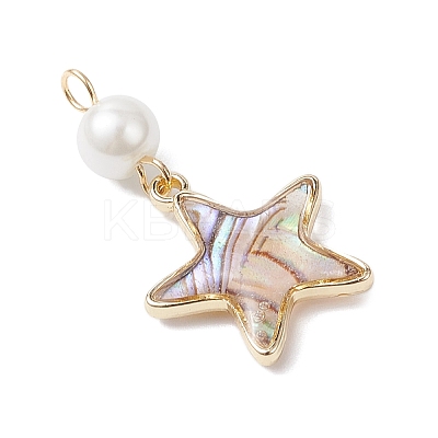 4Pcs 4 Styles Brass Enamel Imitation Abalone Shell Pendants PALLOY-JF04291-1