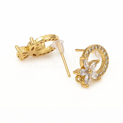 Brass Stud Earring Findings X-ZIRC-L096-15G-1