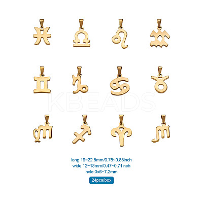 304 Stainless Steel Pendants STAS-BT0001-06G-1