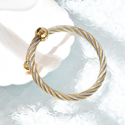 304 Stainless Steel Torque Bangles Bangles for Women BJEW-M042-07GP-1