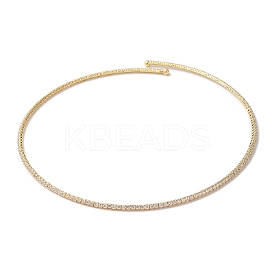Rack Plating Brass Cubic Zirconia Elasticity Necklaces NJEW-S425-02G-1