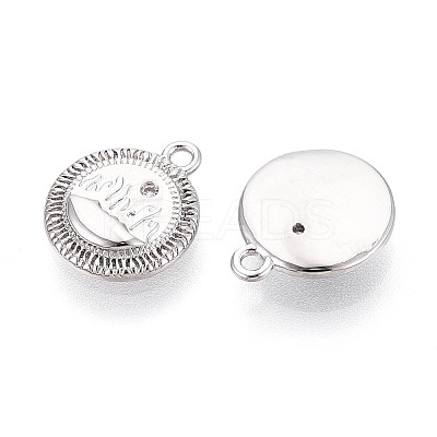 Brass Micro Pave Clear Cubic Zirconia Charms KK-N267-15P-1