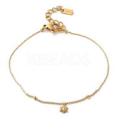 304 Stainless Steel Sun Charm Bracelets for Women BJEW-K237-09G-1