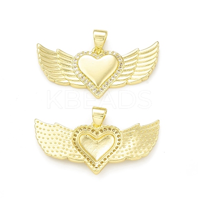 Rack Plating Brass Micro Pave Clear Cubic Zirconia Pendants KK-C011-29G-1
