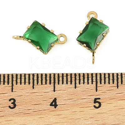 Brass Pave Cubic Zirconia Rectangle Connector Charms KK-P347-05G-03-1