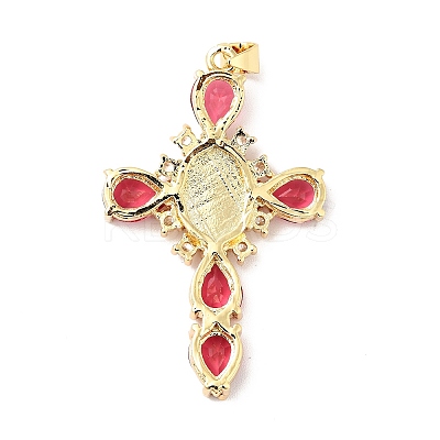 Rack Plating Brass Micro Pave Cubic Zirconia Pendants ZIRC-I059-15G-01-1