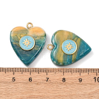 304 Stainless Steel Resin Pendants STAS-F352-07A-01-1