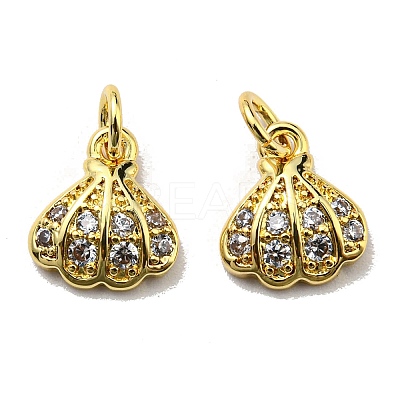 Rack Plating Brass Cubic Zirconia Charms KK-D026-25G-1