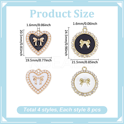 32Pcs 4 Colors Alloy Enamel Pendants FIND-ME0001-45-1