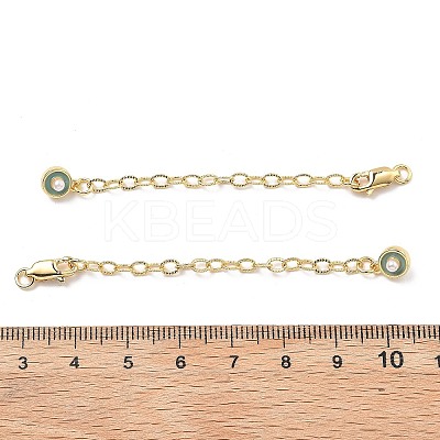 Brass Enamel ABS Imtation Pearl End with Chain KK-B129-27G-03-1