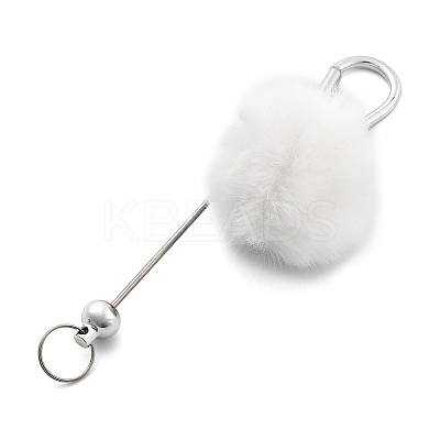 Aluminum Alloy Pom Pom Ball Beadable Keychain Bar HJEW-Q001-01B-1