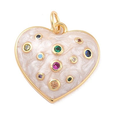 Eco-Friendly Brass Micro Pave Cubic Zirconia with Enamel Pendants X-KK-K268-15G-1