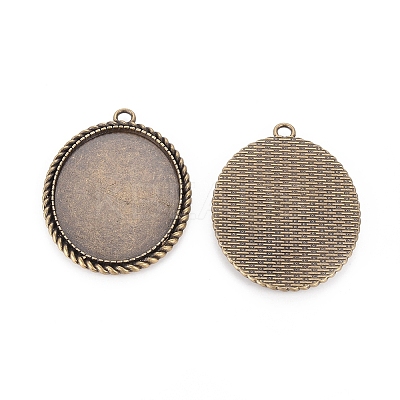 Tibetan Style Zinc Alloy Pendant Cabochon Settings TIBEP-M004-11AB-NR-1