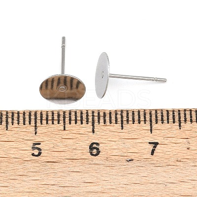 Tarnish Resistant 304 Stainless Steel Flat Round Blank Peg Stud Earring Findings LS-X-STAS-S028-37-1