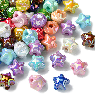 50Pcs UV Plating Plastic Beads SACR-CJ0001-69-1