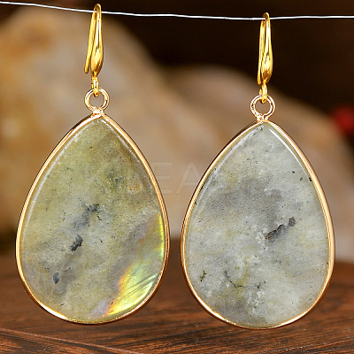 Natural Labradorite Teardrop Dangle Earrings FS-WG5CAE0-05-1