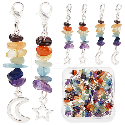 20Pcs 2 Styles Chakra Theme Natural Gemstone Pendant Decorations HJEW-CN0001-24-1