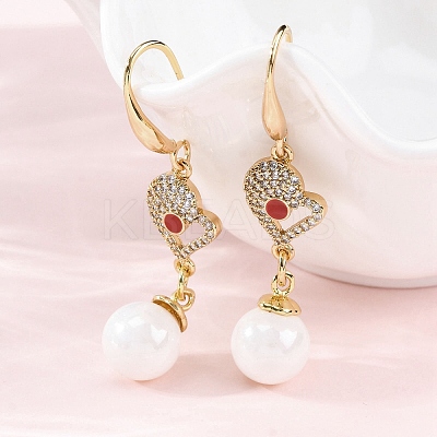 Brass Micro Pave Clear Cubic Zirconia Dangle Earrings EJEW-F362-01G-1