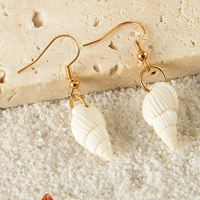 Alloy Natural Shell Dangle Earrings FS-WG3D07F-02-1