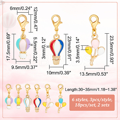 Hot Air Balloon Pendant Stitch Markers HJEW-AB00403-1