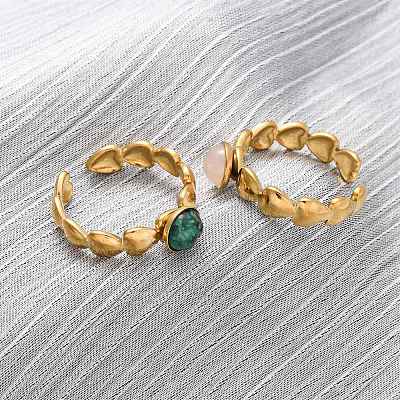 304 Stainless Steel Adjustable Open Cuff Rings RJEW-A071-11G-1