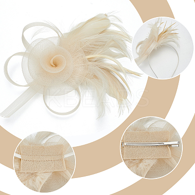 Polyester & Fether Hair Accessories AJEW-WH0031-31A-1
