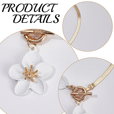 Alloy & Plastic White Flower Charm Anklets for Women AJEW-WH20080-95A-1