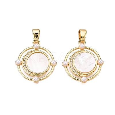 Brass Micro Pave Clear Cubic Zirconia Pendants KK-N254-190G-1