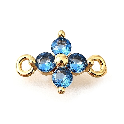 Brass Micro Pave Blue Cubic Zirconia Links KK-D356-06A-G-1