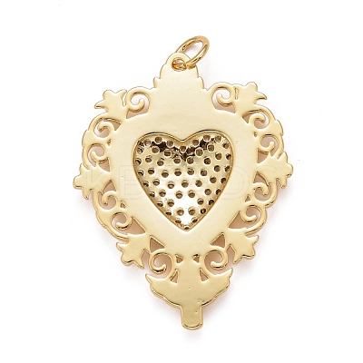 Rack Plating Brass Micro Pave Clear Cubic Zirconia Pendants KK-M229-40G-1