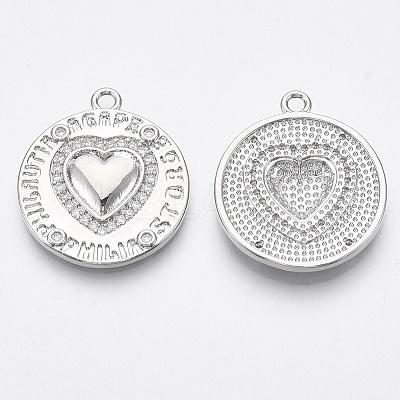 Brass Micro Pave Cubic Zirconia Pendants KK-R130-004-NF-1