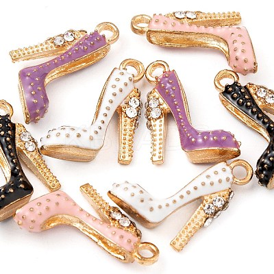 8Pcs 4 Colors Alloy Enamel Stilettos Pendants ENAM-FS0001-16-1