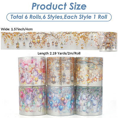 6 Rolls 6 Colors Tape Lights Theme Plastic Adhesive Tapes DIY-CP0011-86-1