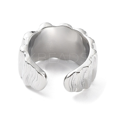 Brass Textured Open Cuff Rings for Women RJEW-D016-01P-1
