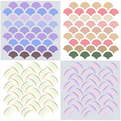 2 sheets 2 styles Mermaid Theme PET Hollow Out Drawing Painting Stencils DIY-GF0009-80-1