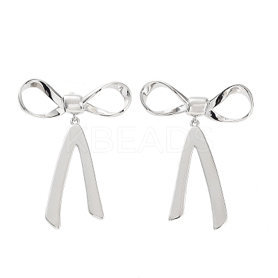 Bowknot Rack Plating Brass Studs Earrings for Women KK-Z038-23P-1