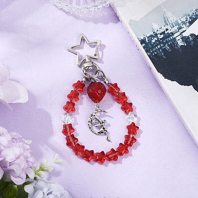 Glass Star & Alloy Fairy Pendant Decoration HJEW-YW00071-02-1