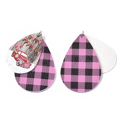 Christmas Theme PU Leather Big Pendants FIND-R080-03-1