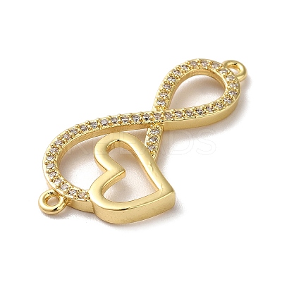 Eco-Friendly Rack Plating Brass Micro Pave Clear Cubic Zirconia Connector Charms KK-F853-25G-1