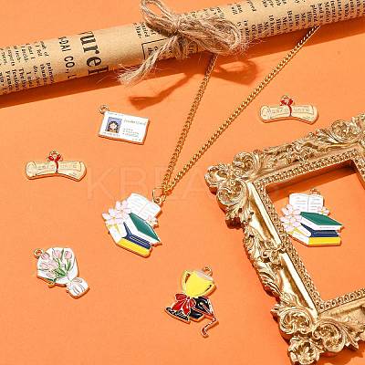 30Pcs 5 Styles Graduation Theme Alloy Enamel Pendants FIND-CJ0002-50-1