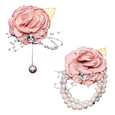 Silk Cloth Imitation Flower Wrist AJEW-WH0285-18C-1