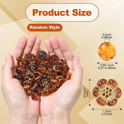 75Pcs 15 Styles Imitation Amber Transparent Acrylic Beads DIY-YW0010-22-1