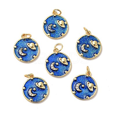 Rack Plating Brass Micro Pave Cubic Zirconia Pendants KK-H431-09G-A-1