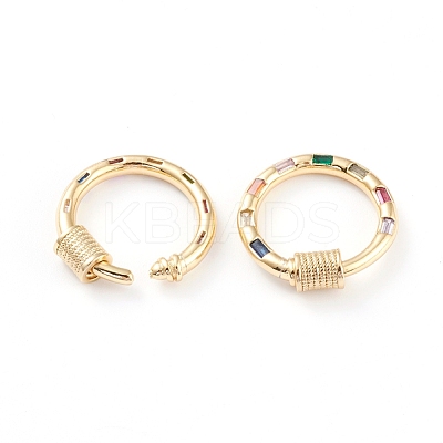 Brass Micro Pave Cubic Zirconia Screw Carabiner Lock Charms ZIRC-L093-62G-1