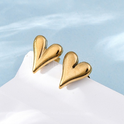 Ion Plating(IP) 304 Stainless Steel Heart Stud Earrings for Women X-EJEW-F300-09G-1
