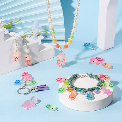 48Pcs 12 Styles Luminous Resin Pendants JACR-TA0001-02-1
