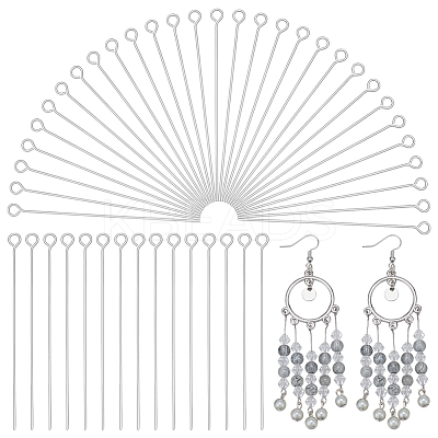 1000Pcs 304 Stainless Steel Eye Pins STAS-PH0007-06-1